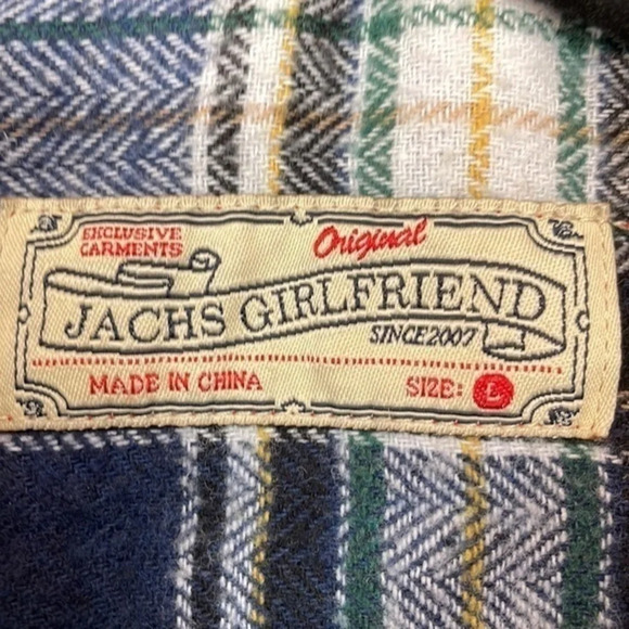 Jachs Girlfriend Blue Plaid Flannel Size Large (L) - Picture 4 of 8